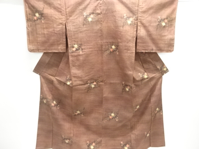 JAPANESE KIMONO / HITOE TSUMUGI /  WOVEN FLOWER